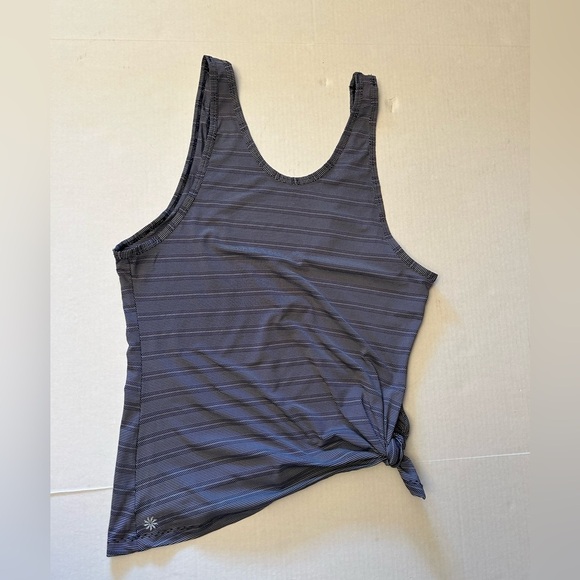 Athleta women’s tank top Max Outside Tie Knot in Navy blue stripe Sz-S Z8 - Picture 4 of 7